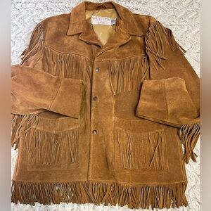 Western Schott Vintage 1970’s Leather Suede Fringe Jacket Made In The USA